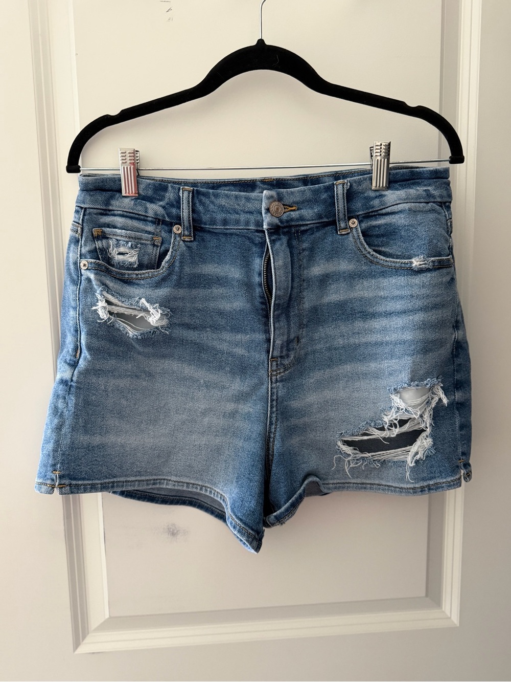 American Eagle Outfitters Distressed Light Blue Denim Shorts